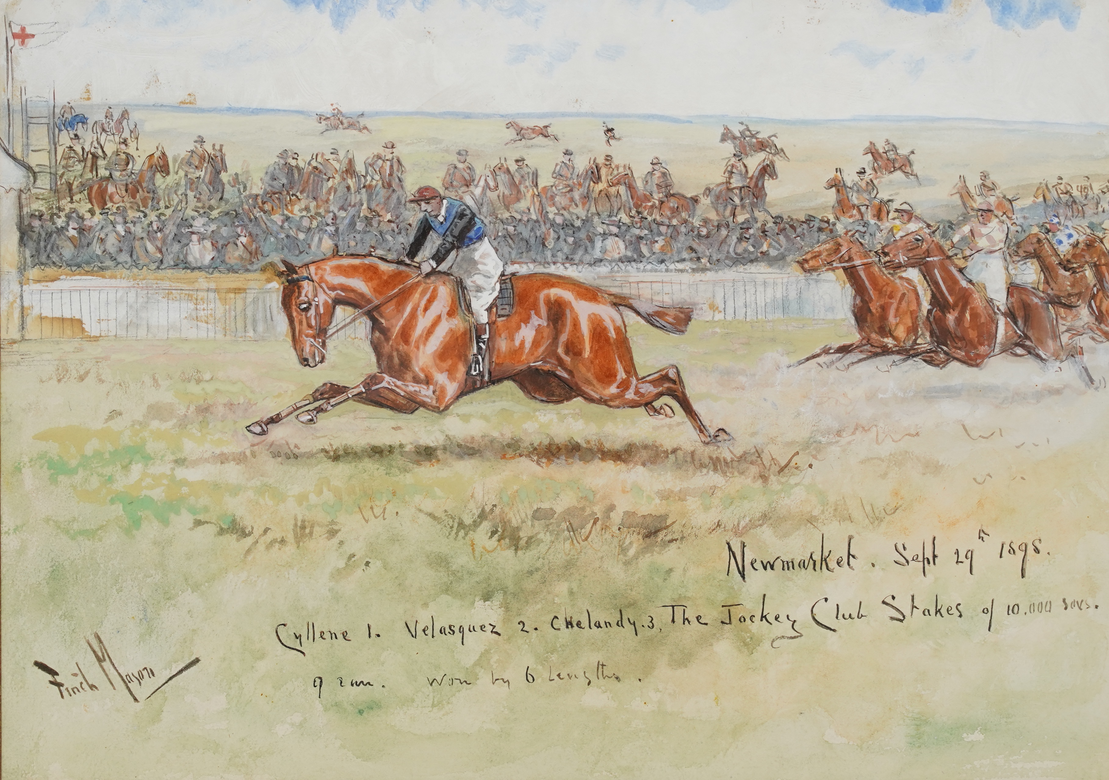George Finch Mason (1850-1915), 'Cyllene Wins! - The Newmarket Stakes, 1898'